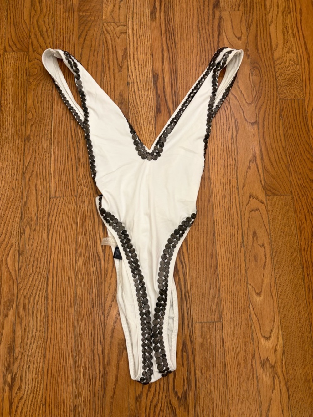 Norma Kamali x Revolve White One Piece Swimsuit Embellished High Cut